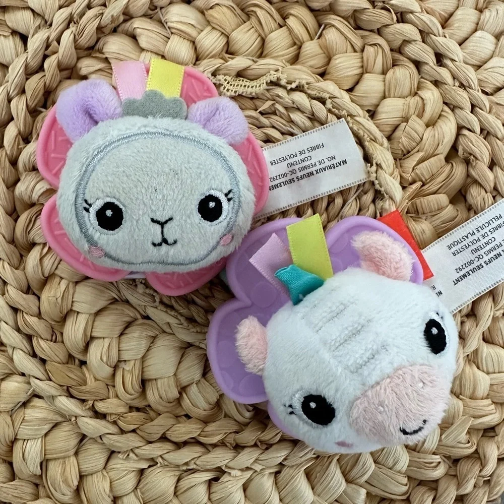 Bright Starts set of two ankle plush rattles baby girl
